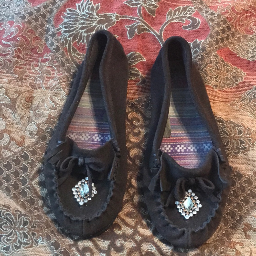 Moccasins brown with jewel stones